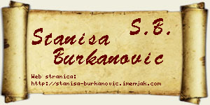 Staniša Burkanović vizit kartica